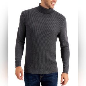 Club Room Men's Textured Cotton Turtleneck Sweater Gray Large
